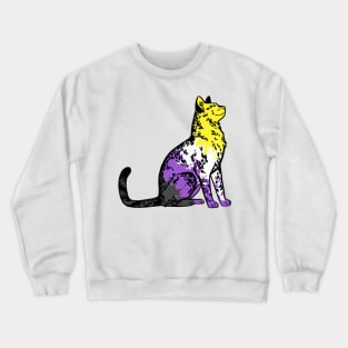 nonbinary pride kitty Crewneck Sweatshirt